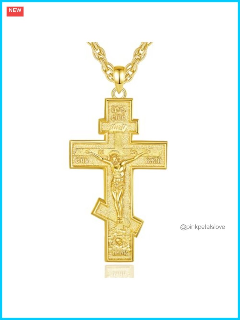 S925 Sterling Silver 18K Gold Plated Orthodox Cross Pendant Necklace